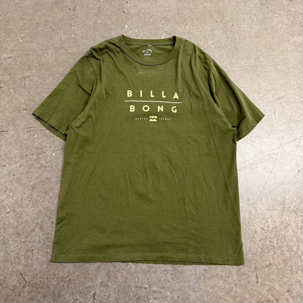 Billabong Mens XL Olive Green Graphic Logo Short Sleeve Cotton T-Shirt